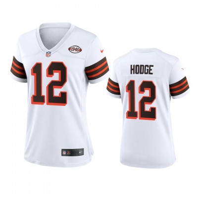 Women Cleveland Browns #12 Khadarel Hodge Nike 1946 Collection Alternate Game Limited NFL Jersey - White